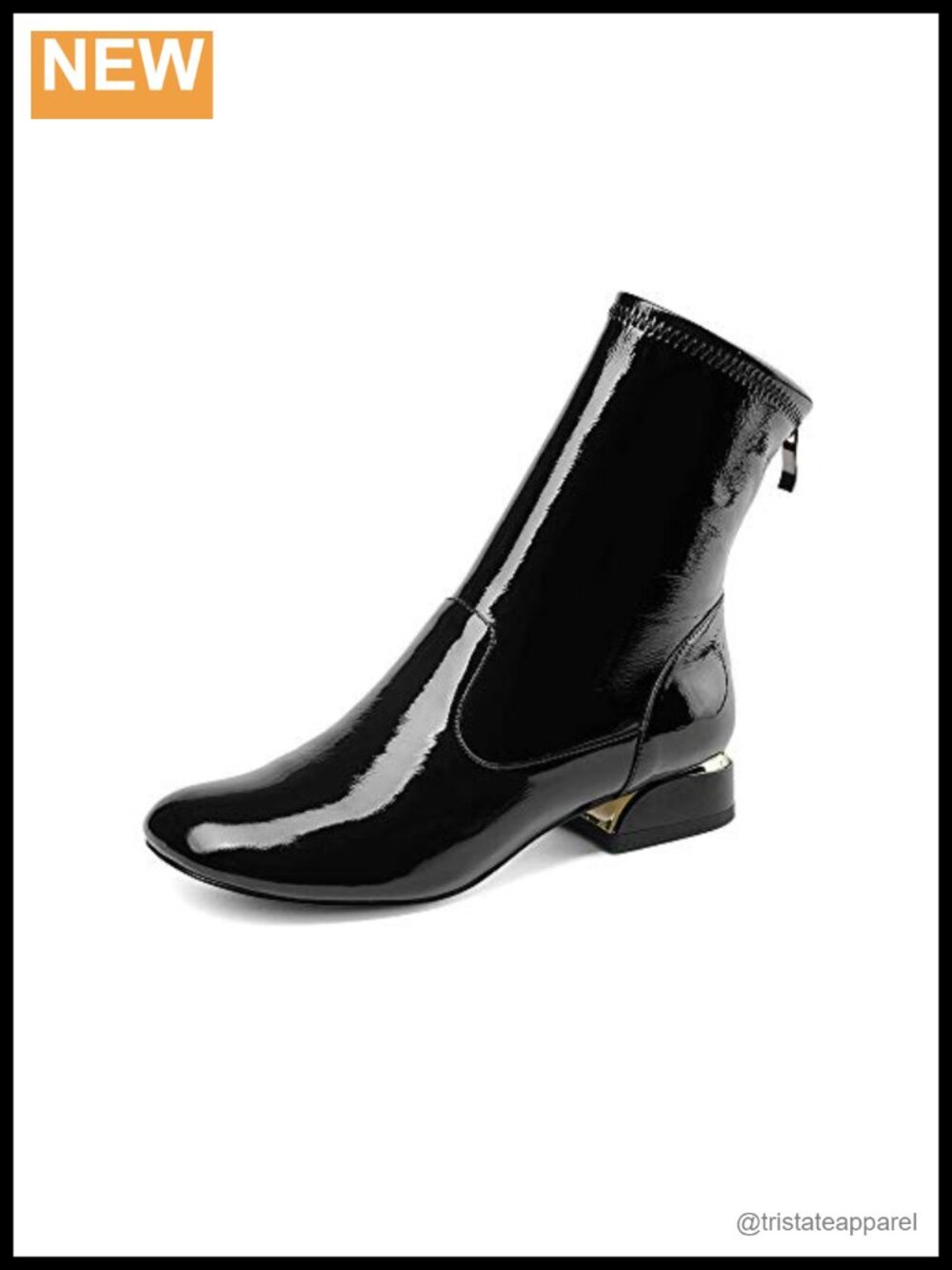 Women's Round Toe Leather Ankle Boots Flat Zipper Booties Fall Dress